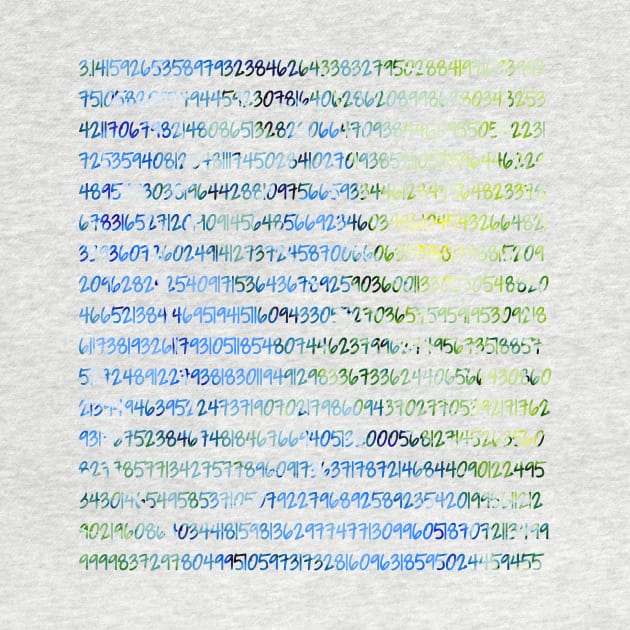 Digits of Pi (Green & Blue on Grey Background) by funmaths